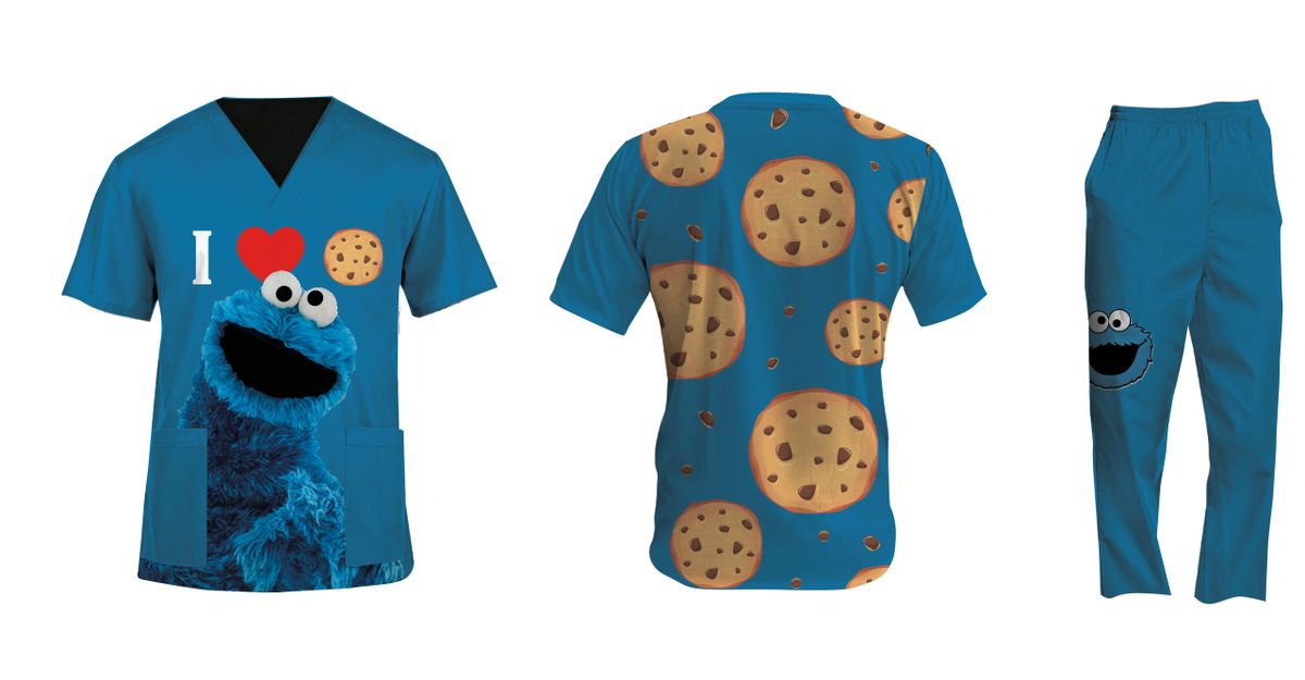 PIJAMA MEDICA PLAZA SESAMO MONSTRUO COME GALLETAS